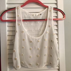 LF Millau White Sunflower Crop Top